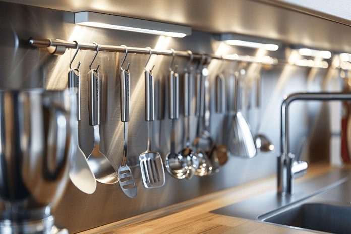 Est-il possible de fixer des ustensiles de cuisine sans percer une barre ?